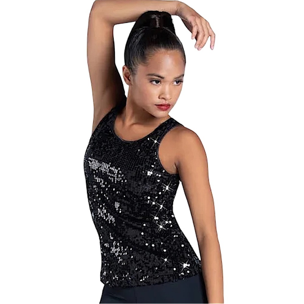 Axcess size medium black with sequins on front, solid black on back tank top